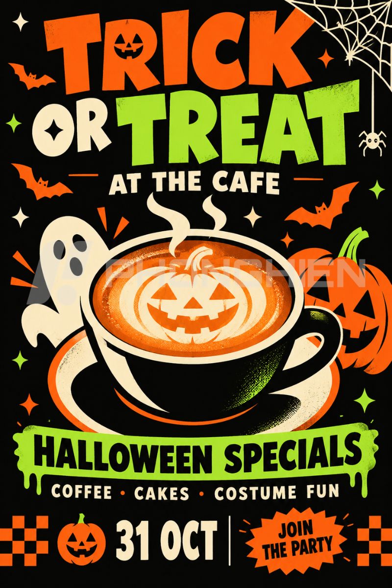Poster Halloween menu đồ uống theo mùa