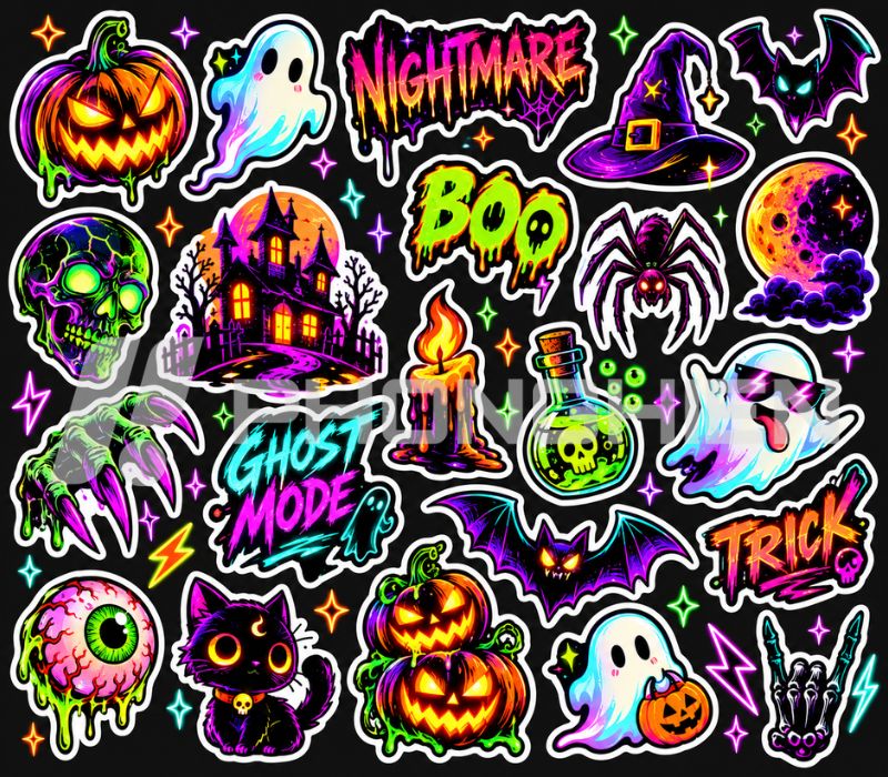 Sticker Halloween kinh dị phát sáng